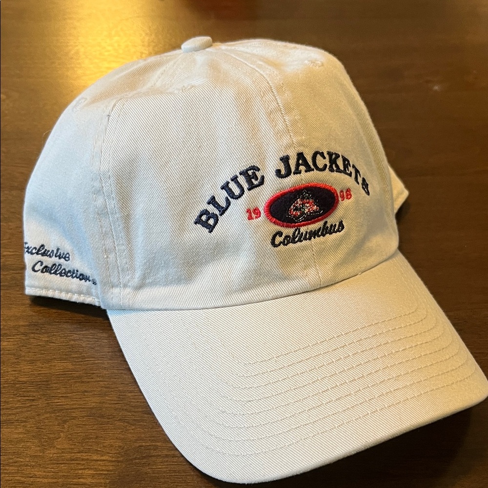 Blue Jackets White Baseball Cap